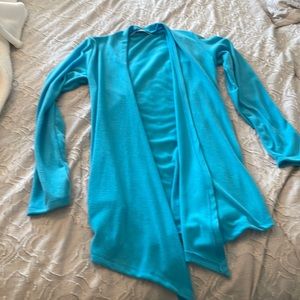 Blue light-weight cardigan wrap, size small.